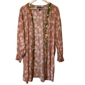 Current Air Anthropologie Daisy Shine Cocoon Kimono Viscose Floral Beach Resort